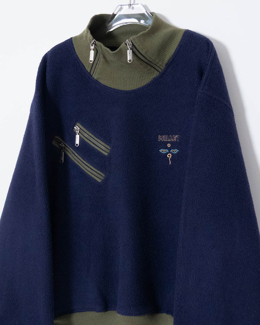 "Millet" double zip mock neck fleece pullover