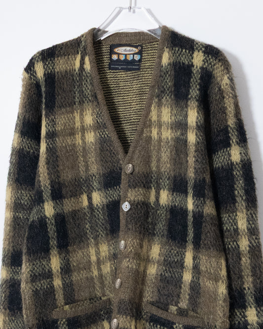Vintage plaid mohair knit cardigan