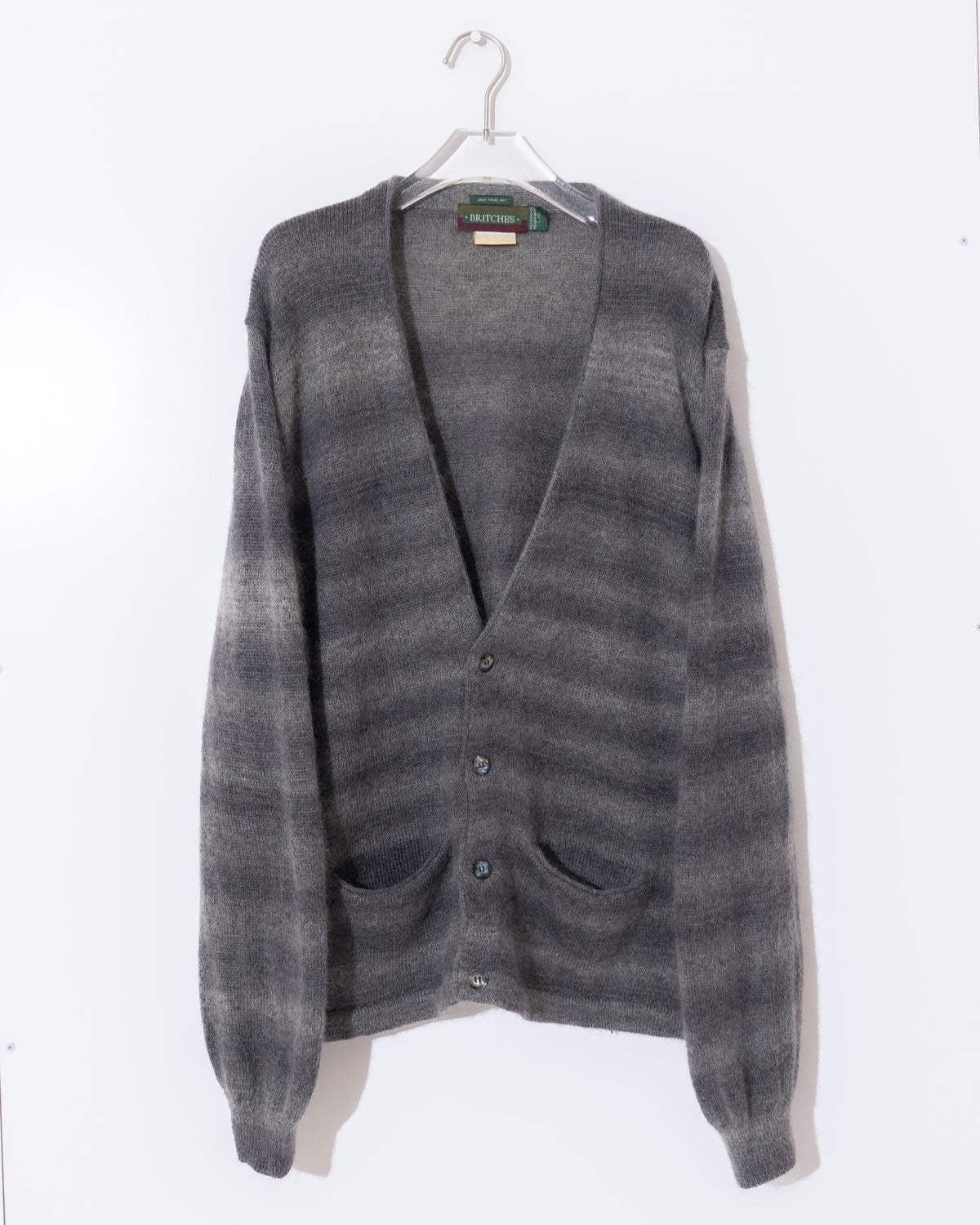 Shadow stripe mohair knit cardigan