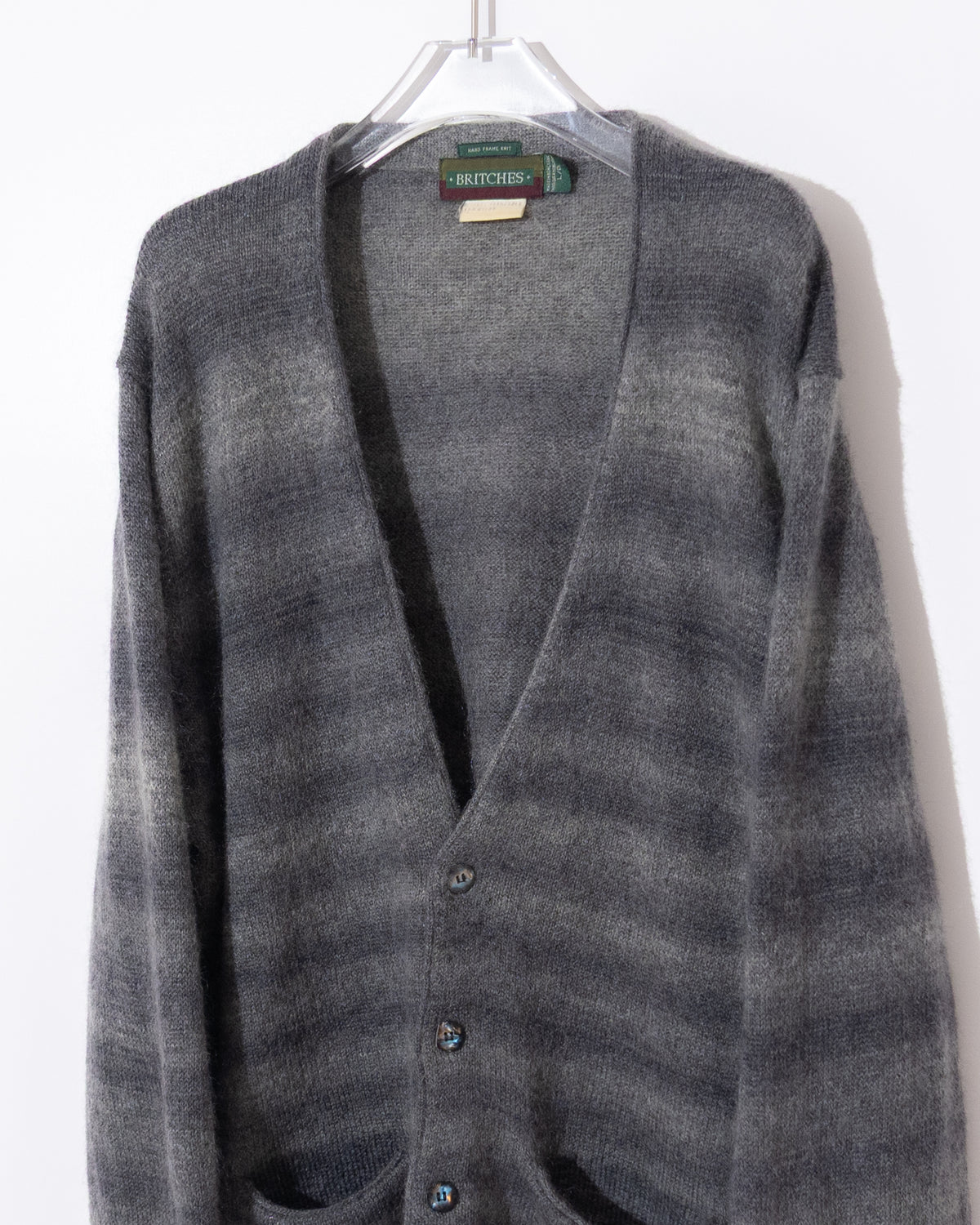 Shadow stripe mohair knit cardigan