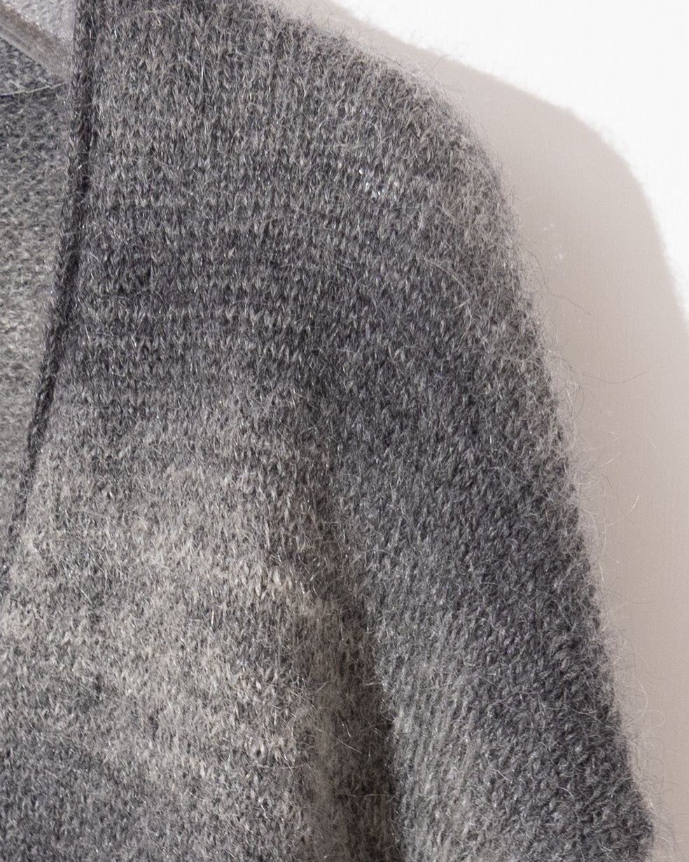 Shadow stripe mohair knit cardigan