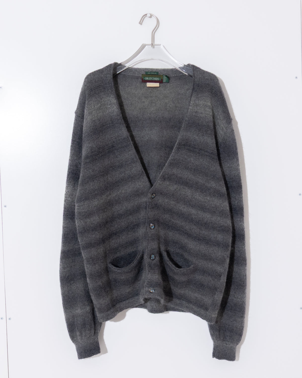 Shadow stripe mohair knit cardigan