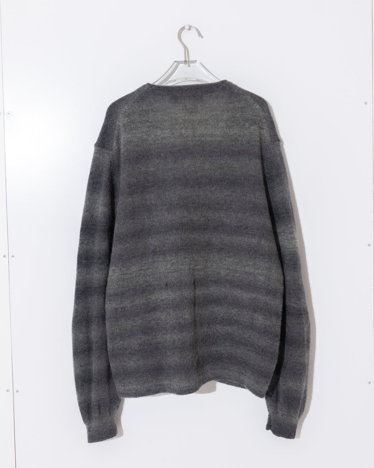 Shadow stripe mohair knit cardigan