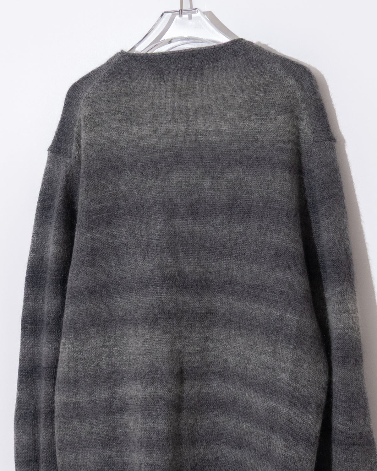 Shadow stripe mohair knit cardigan