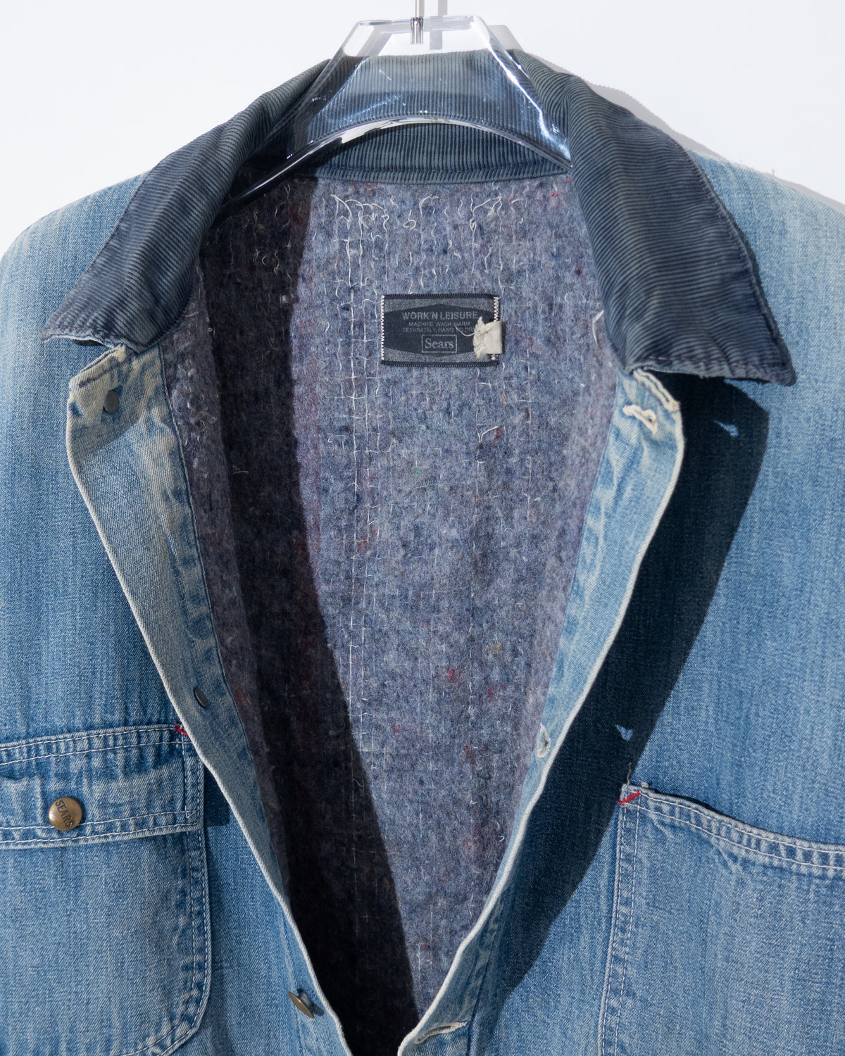"Sears" denim coverall jacket with blanket liner
