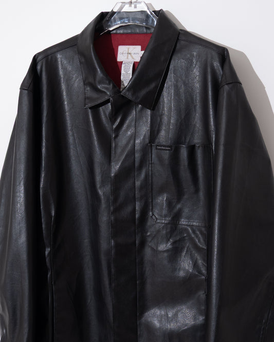 "Calvin Klein Jeans" PVC leather car coat