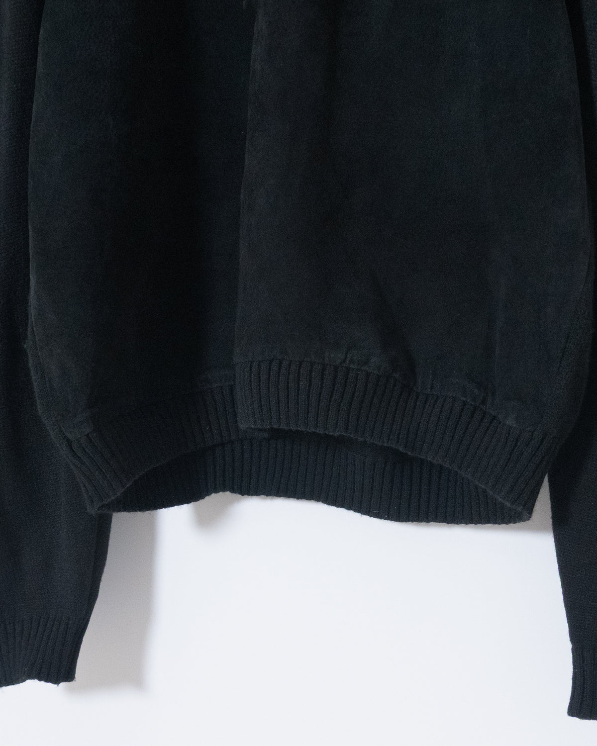 Leather panel knit polo shirt