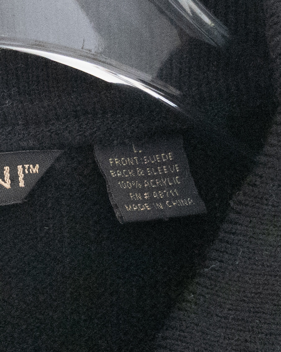Leather panel knit polo shirt