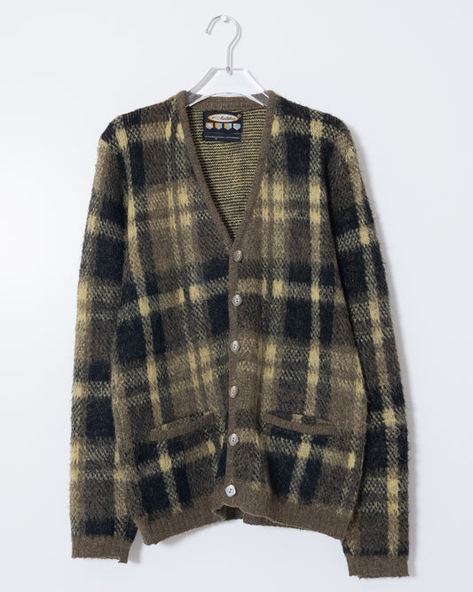 Vintage plaid mohair knit cardigan