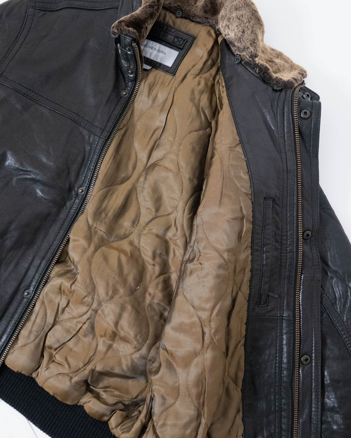 "Andrew Marc" high neck leather jacket