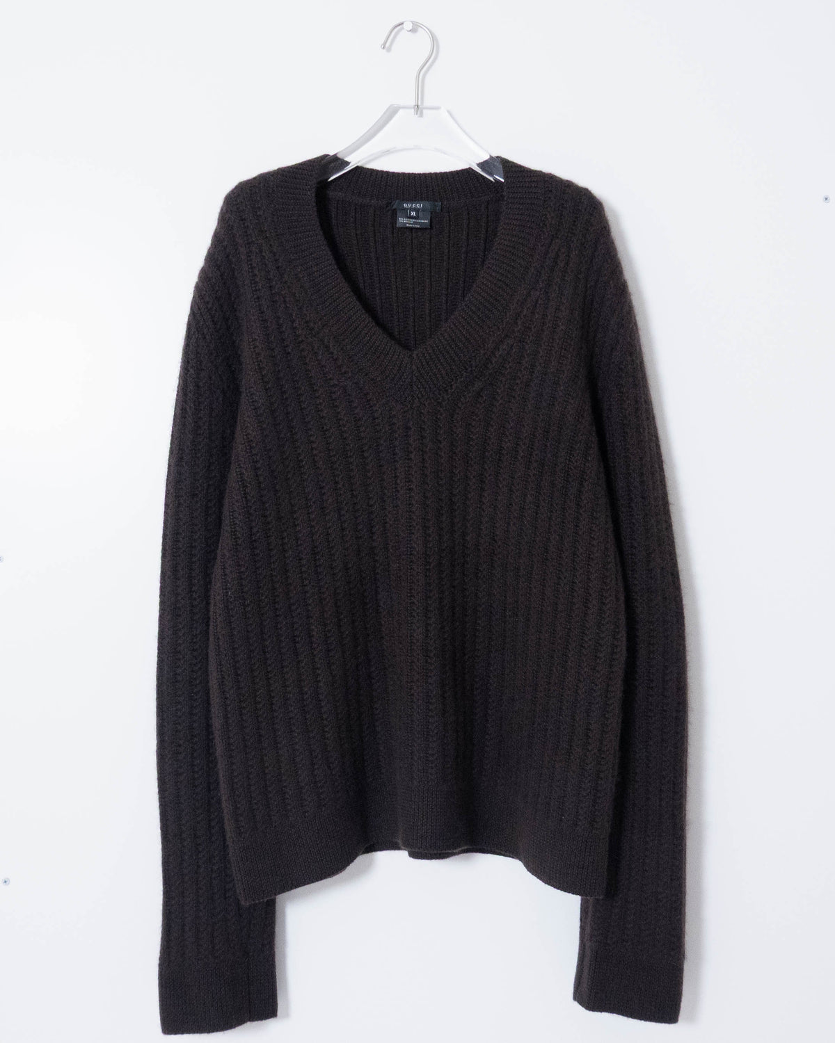 GUCCI V-neck ribbed knit sweater