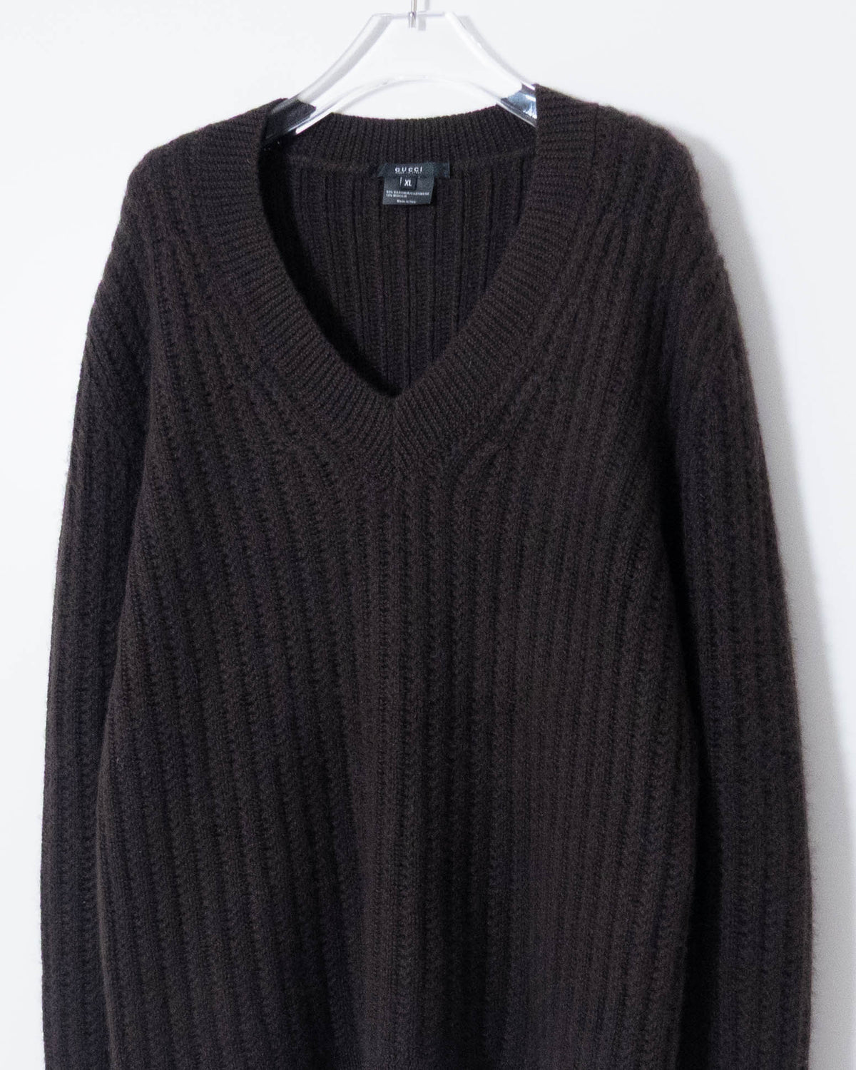 GUCCI V-neck ribbed knit sweater