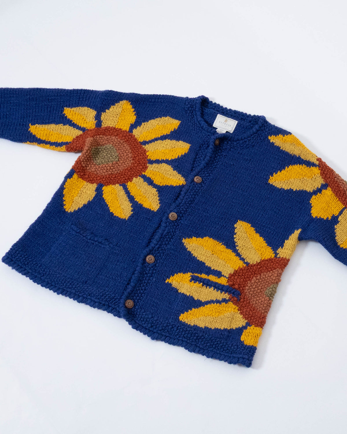 floral pattern Ecuador hand-knit cardigan