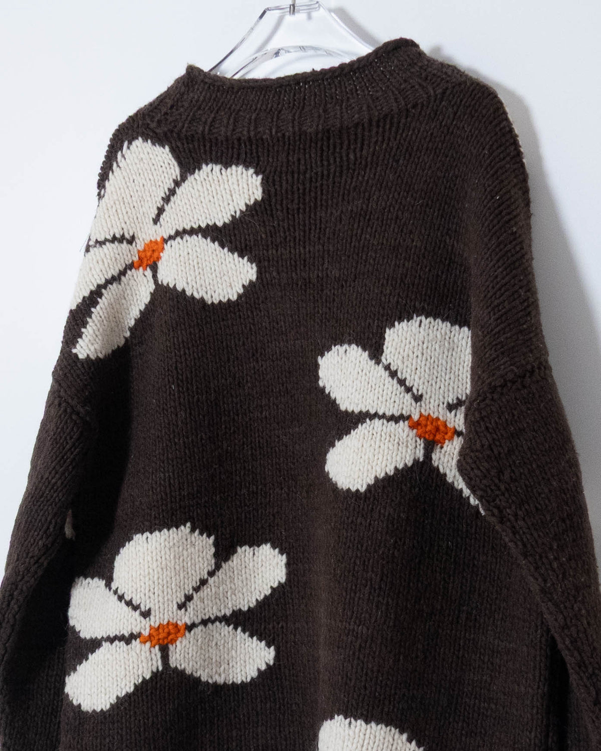 floral pattern roll neck ecuador hand knit sweater