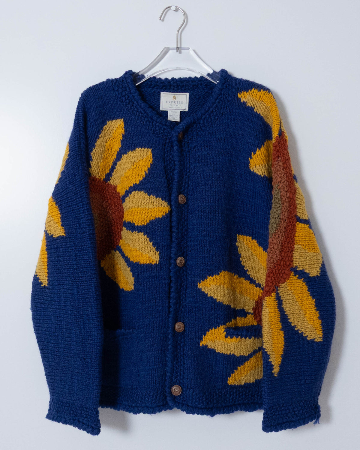 floral pattern Ecuador hand-knit cardigan
