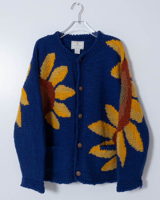 floral pattern ecuador hand knit cardigan