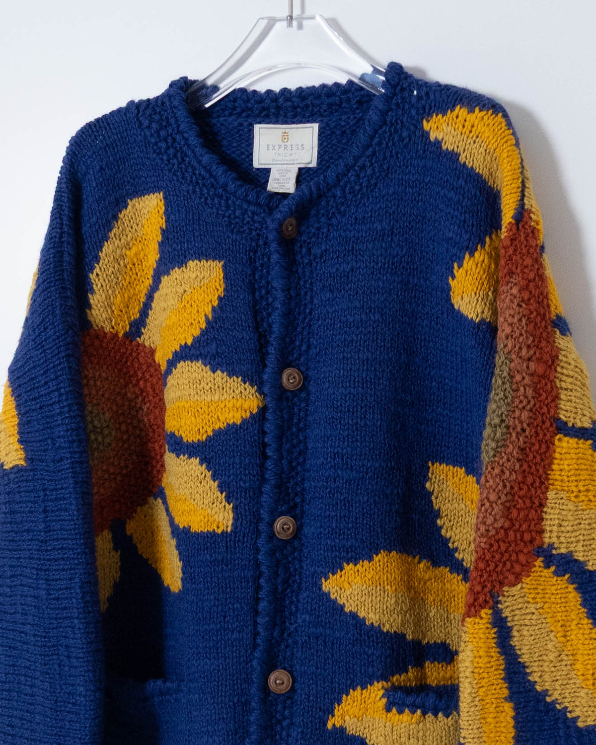 floral pattern Ecuador hand-knit cardigan