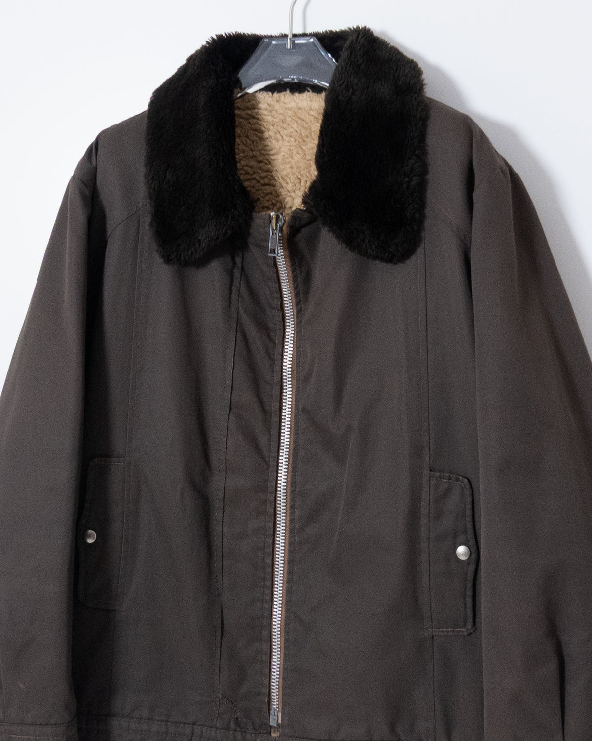 faux shearling collar boa lined jacket