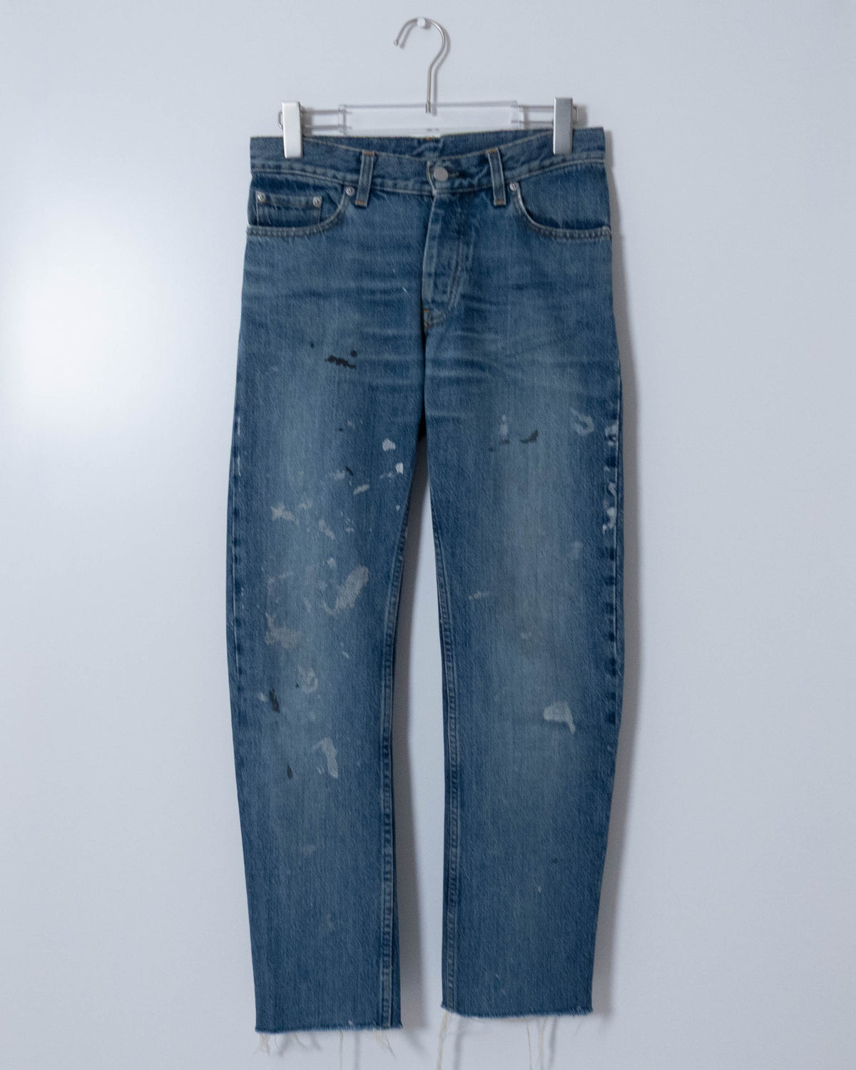 "Helmut Lang" cut-off painted denim pants