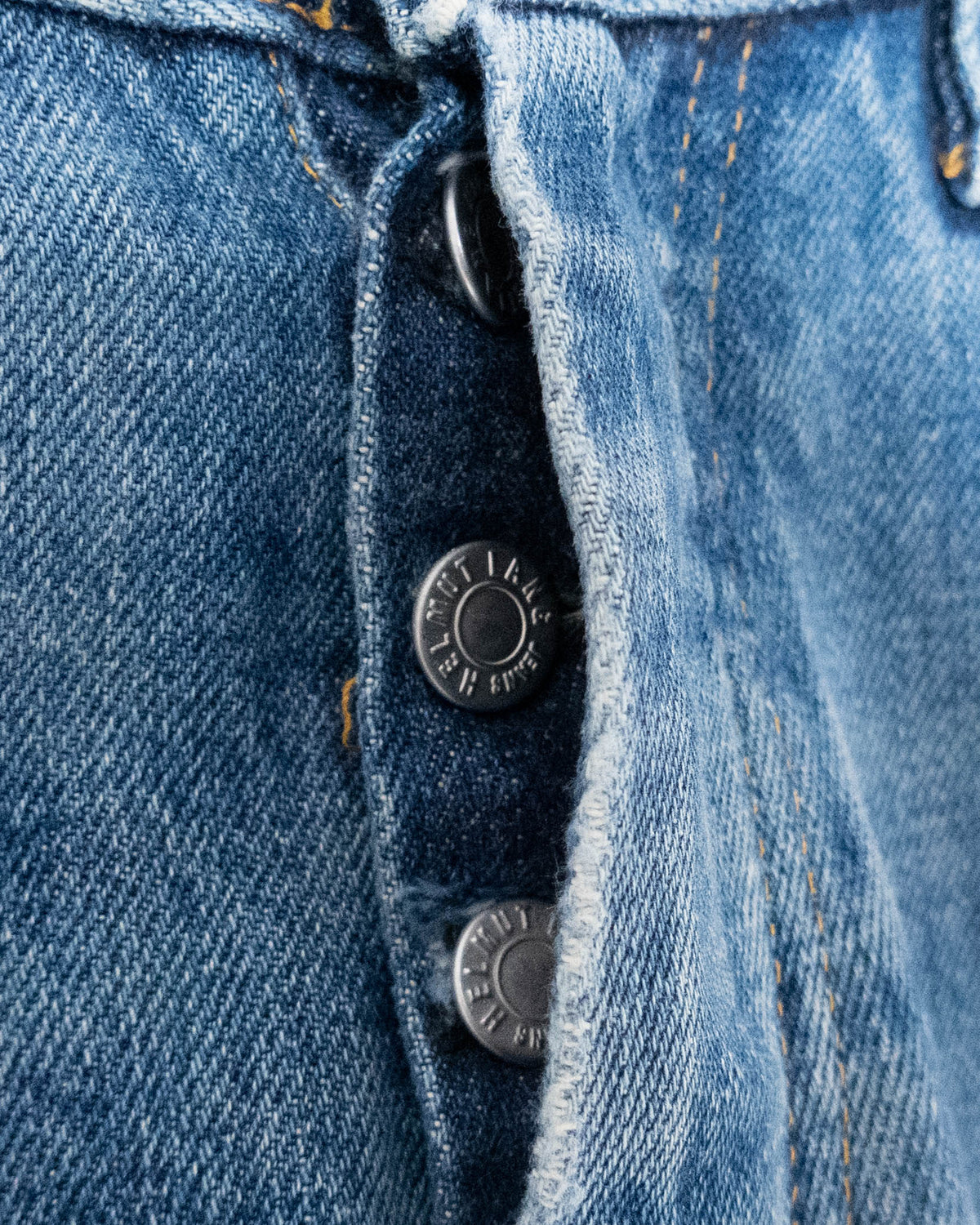 "Helmut Lang" cut-off painted denim pants