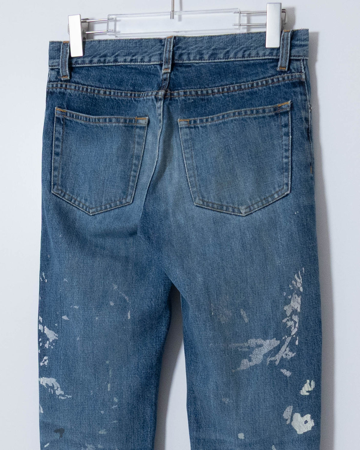 "Helmut Lang" cut-off painted denim pants