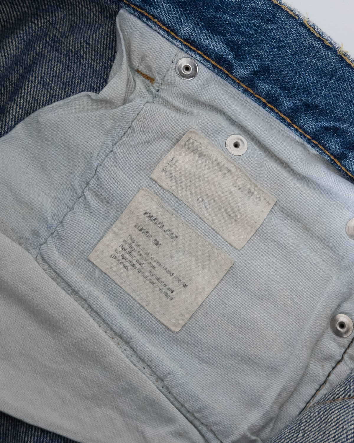 "Helmut Lang" cut-off painted denim pants