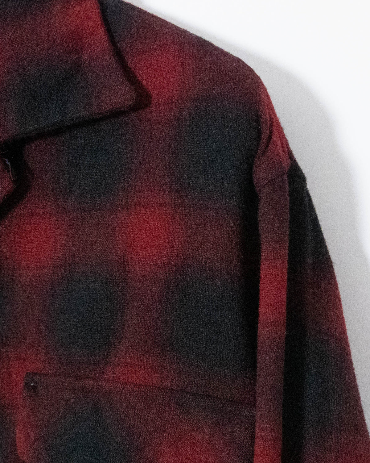 Vintage "PENDLETON" Shadow Plaid Open Collar Wool Shirt
