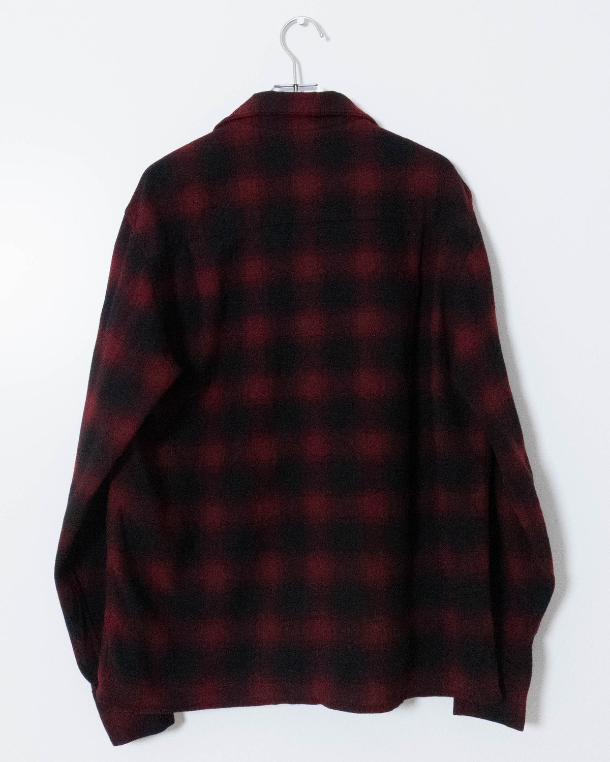 Vintage "PENDLETON" Shadow Plaid Open Collar Wool Shirt