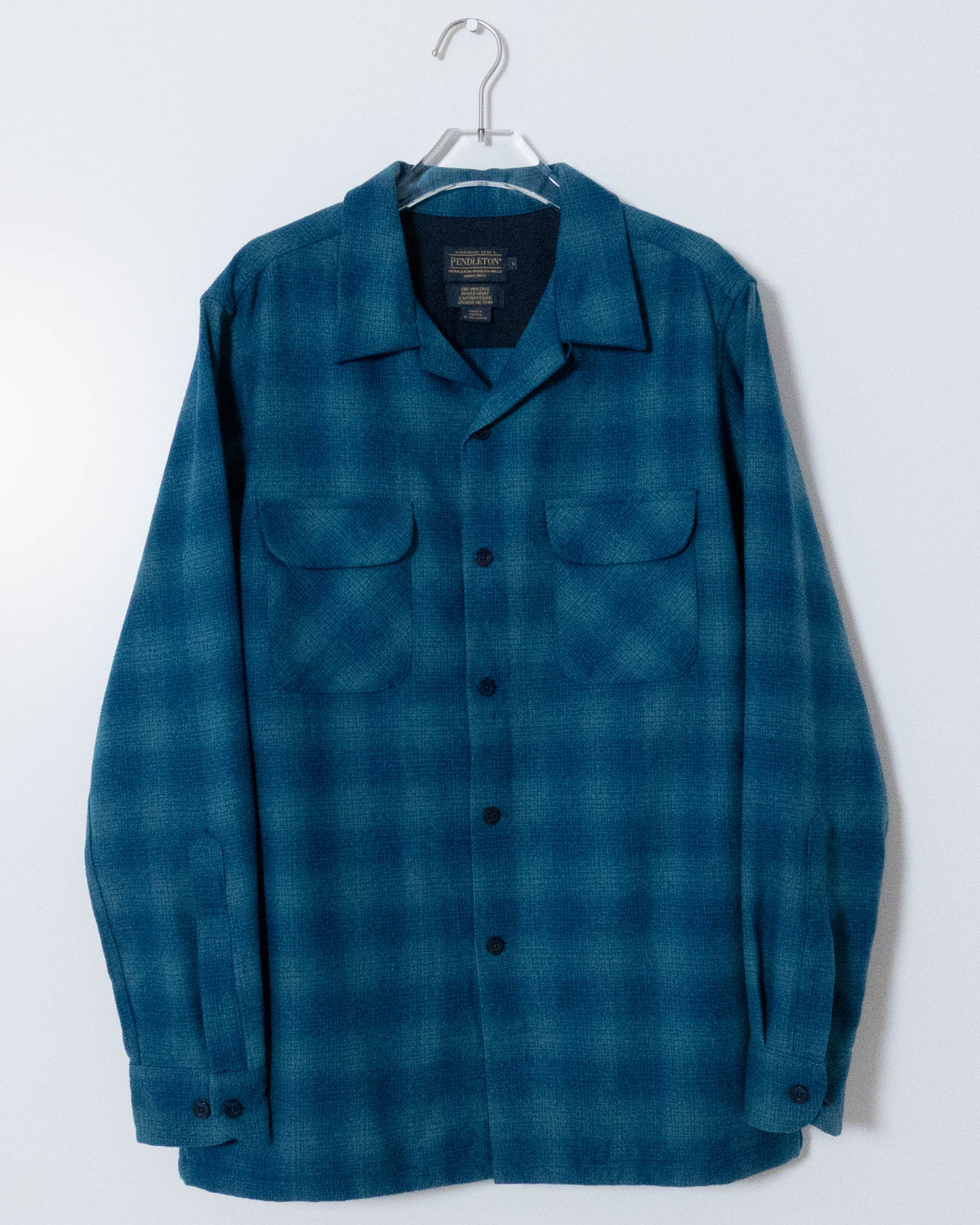 PENDLETON shadow plaid open collar wool shirt