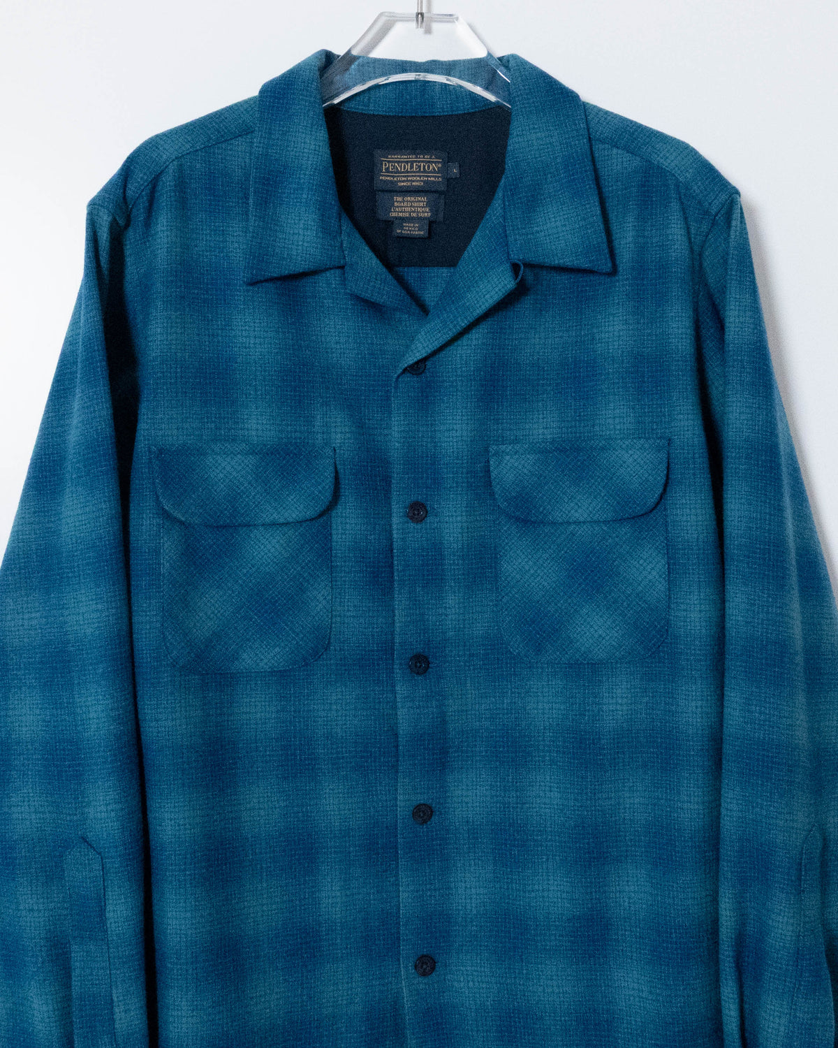 PENDLETON shadow plaid open collar wool shirt