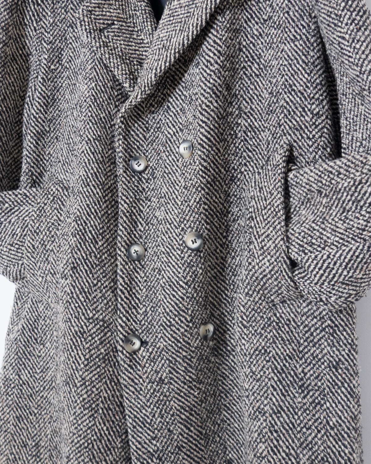 "JIGSAW" Double-breasted herringbone tweed overcoat