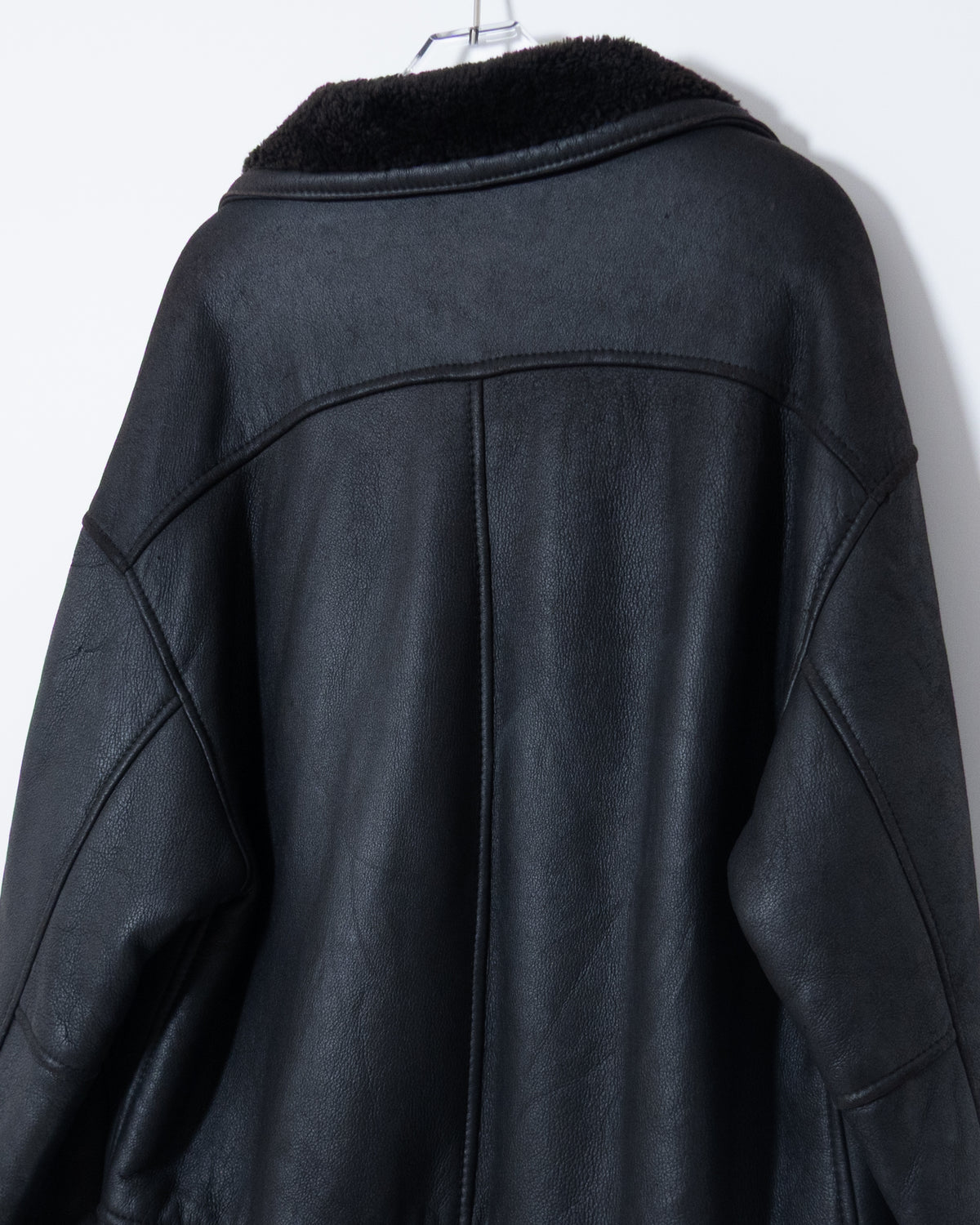 "SAWYER OF NAPA" mouton leather double-breasted coat