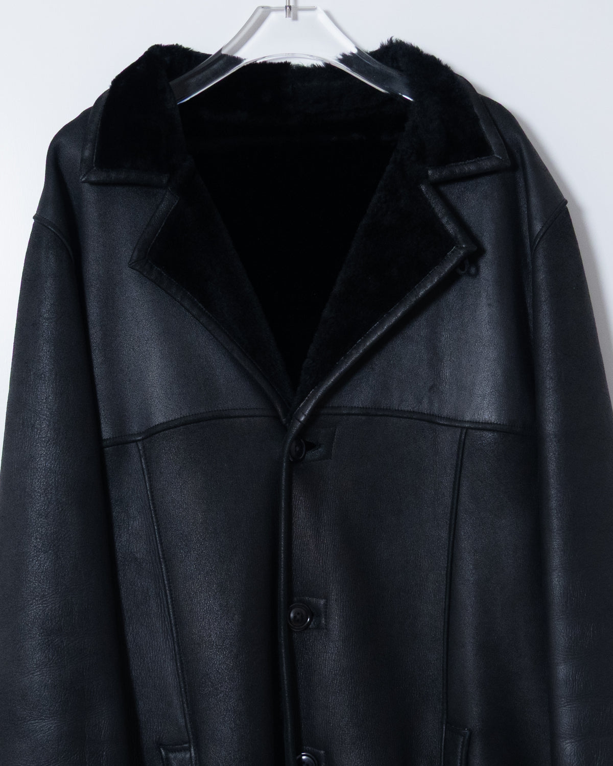 Mouton leather maxi coat