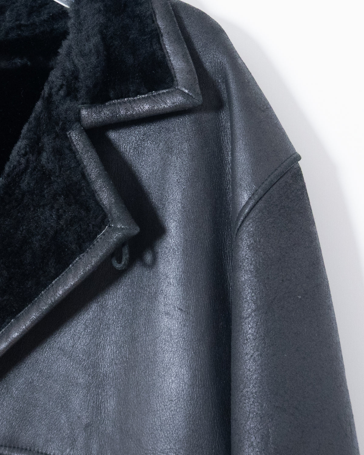 Mouton leather maxi coat