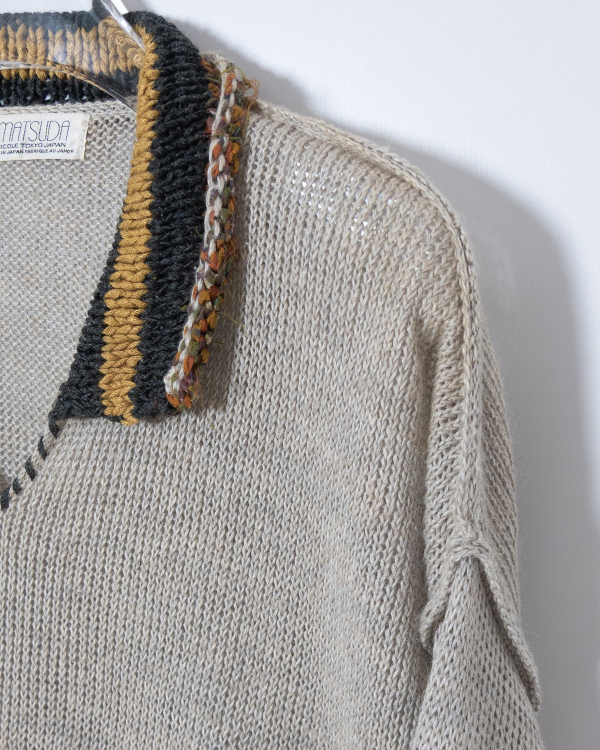 "MATSUDA NICOLE TOKYO" african beadwork knit polo