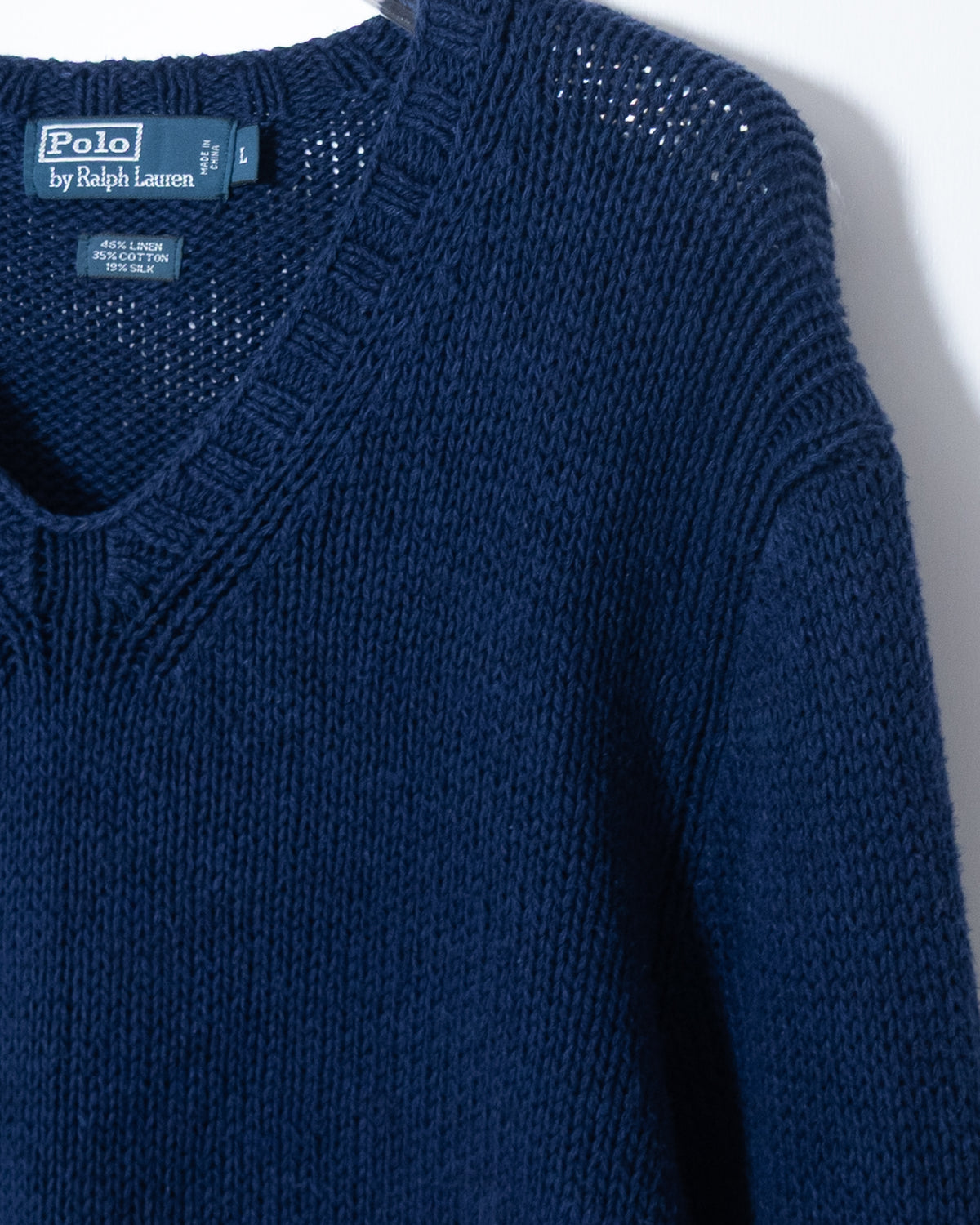 "Polo by Ralph Lauren" v-neck linen silk knit sweater