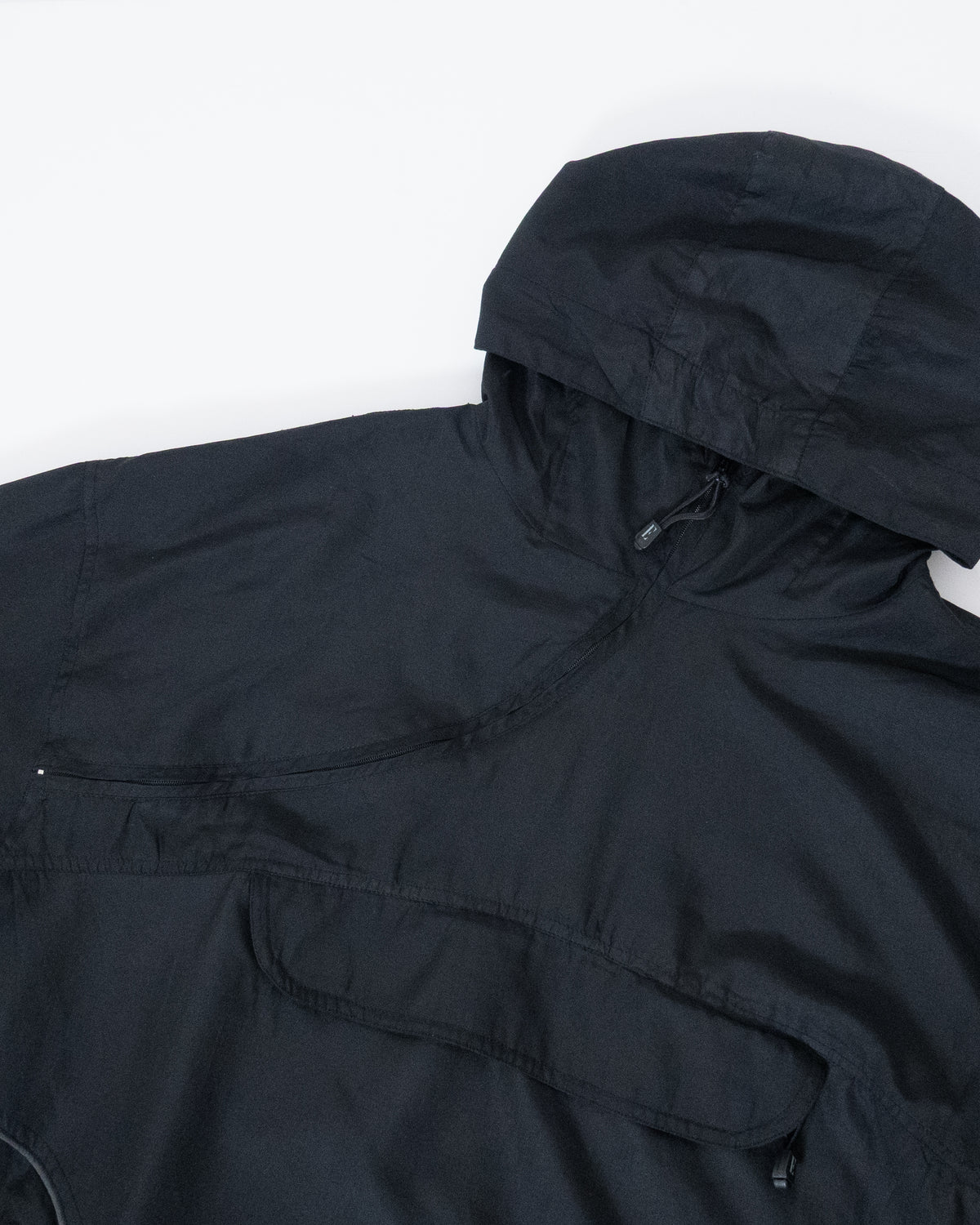 Diagonal zip anorak hoodie