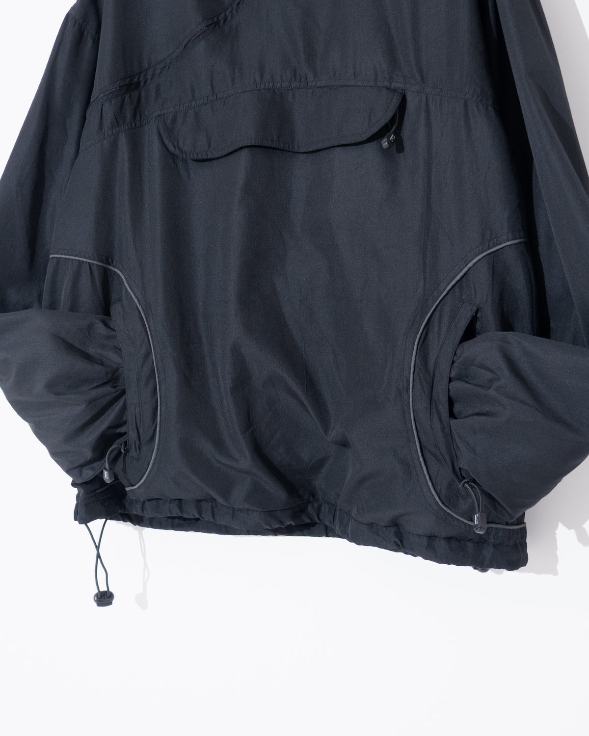 Diagonal zip anorak hoodie